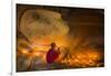 Myanmar, Bagan. Young Monk at Shinbinthalyaung Temple Reclining Buddha-Brenda Tharp-Framed Photographic Print