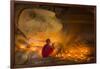 Myanmar, Bagan. Young Monk at Shinbinthalyaung Temple Reclining Buddha-Brenda Tharp-Framed Photographic Print