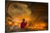 Myanmar, Bagan. Young Monk at Shinbinthalyaung Temple Reclining Buddha-Brenda Tharp-Stretched Canvas