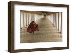 Myanmar, Bagan. Young Monk Walks the Hallway of Shwezigon Monastery in Bagan-Brenda Tharp-Framed Photographic Print