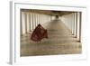 Myanmar, Bagan. Young Monk Walks the Hallway of Shwezigon Monastery in Bagan-Brenda Tharp-Framed Photographic Print