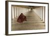 Myanmar, Bagan. Young Monk Walks the Hallway of Shwezigon Monastery in Bagan-Brenda Tharp-Framed Photographic Print