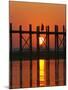 Myanmar (Burma), Amarapura, Taungthaman Lake, U Bein's Bridge, a Monk Walking Home at Sunset-Katie Garrod-Mounted Photographic Print