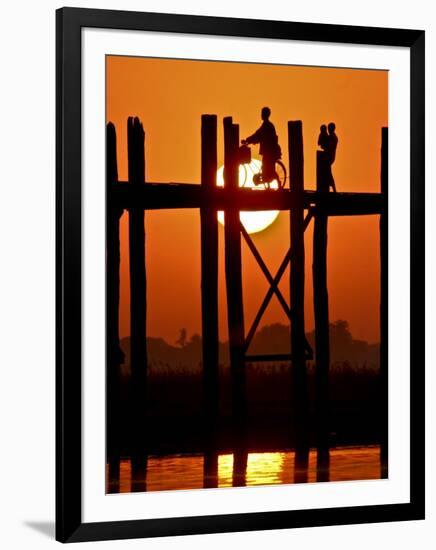 Myanmar, Burma, Amarapura, Taungthaman Lake, U Bein's Bridge-Katie Garrod-Framed Photographic Print