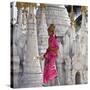 Myanmar, Burma, Lake Inle, A Young Novitiate Passes an Ornate Buddhist Shrine-Nigel Pavitt-Stretched Canvas