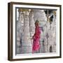 Myanmar, Burma, Lake Inle, A Young Novitiate Passes an Ornate Buddhist Shrine-Nigel Pavitt-Framed Photographic Print