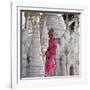 Myanmar, Burma, Lake Inle, A Young Novitiate Passes an Ornate Buddhist Shrine-Nigel Pavitt-Framed Photographic Print