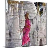 Myanmar, Burma, Lake Inle, A Young Novitiate Passes an Ornate Buddhist Shrine-Nigel Pavitt-Mounted Photographic Print