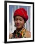 Myanmar, Burma, Loikaw; a Kayah Girl in Front of Ceremonial Posts at Chitkel Village-Katie Garrod-Framed Photographic Print