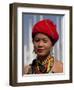 Myanmar, Burma, Loikaw; a Kayah Girl in Front of Ceremonial Posts at Chitkel Village-Katie Garrod-Framed Photographic Print