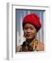 Myanmar, Burma, Loikaw; a Kayah Girl in Front of Ceremonial Posts at Chitkel Village-Katie Garrod-Framed Photographic Print