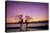 Myanmar (Burma), Shan State, Inle Lake, Local Fishermen at Sunset-Michele Falzone-Stretched Canvas