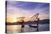 Myanmar (Burma), Shan State, Inle Lake, Local Fishermen at Sunset-Michele Falzone-Stretched Canvas