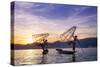 Myanmar (Burma), Shan State, Inle Lake, Local Fishermen at Sunset-Michele Falzone-Stretched Canvas