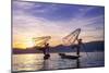 Myanmar (Burma), Shan State, Inle Lake, Local Fishermen at Sunset-Michele Falzone-Mounted Photographic Print