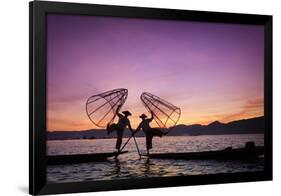 Myanmar (Burma), Shan State, Inle Lake, Local Fishermen at Sunset-Michele Falzone-Framed Photographic Print