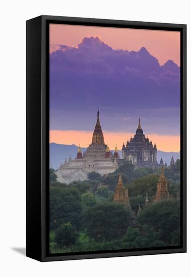 Myanmar (Burma), Temples of Bagan (Unesco World Heritage Site), Ananda Temple and Thatbynnyu Pagoda-Michele Falzone-Framed Stretched Canvas