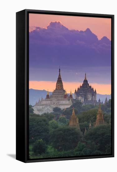 Myanmar (Burma), Temples of Bagan (Unesco World Heritage Site), Ananda Temple and Thatbynnyu Pagoda-Michele Falzone-Framed Stretched Canvas