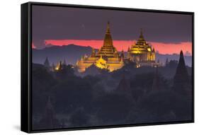 Myanmar (Burma), Temples of Bagan (Unesco World Heritage Site), Ananda Temple and Thatbynnyu Pagoda-Michele Falzone-Framed Stretched Canvas