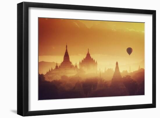 Myanmar (Burma), Temples of Bagan (Unesco World Heritage Site), Ananda Temple and Thatbynnyu Pagoda-Michele Falzone-Framed Photographic Print