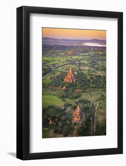 Myanmar (Burma), Temples of Bagan (Unesco World Heritage Site) Elevated View from Baloon-Michele Falzone-Framed Photographic Print