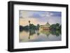 Myanmar (Burma), Yangon (Rangoon), Shwedagon Paya (Pagoda), Karaweik Hall and Kandawgyi Lake-Michele Falzone-Framed Photographic Print