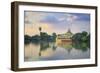 Myanmar (Burma), Yangon (Rangoon), Shwedagon Paya (Pagoda), Karaweik Hall and Kandawgyi Lake-Michele Falzone-Framed Photographic Print