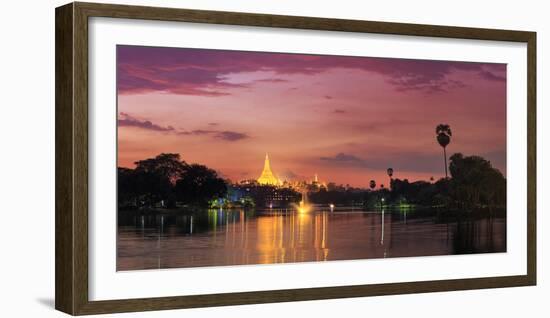 Myanmar (Burma), Yangon (Rangoon), Shwedagon Paya (Pagoda) Reflected in Kandawgyi Lake-Michele Falzone-Framed Photographic Print