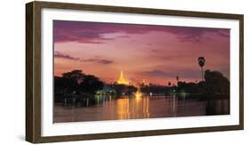 Myanmar (Burma), Yangon (Rangoon), Shwedagon Paya (Pagoda) Reflected in Kandawgyi Lake-Michele Falzone-Framed Photographic Print