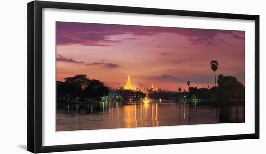 Myanmar (Burma), Yangon (Rangoon), Shwedagon Paya (Pagoda) Reflected in Kandawgyi Lake-Michele Falzone-Framed Photographic Print