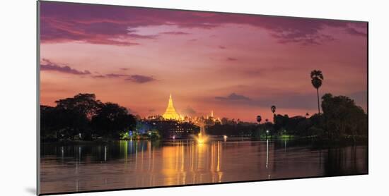 Myanmar (Burma), Yangon (Rangoon), Shwedagon Paya (Pagoda) Reflected in Kandawgyi Lake-Michele Falzone-Mounted Photographic Print