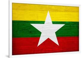 Myanmar Flag Design with Wood Patterning - Flags of the World Series-Philippe Hugonnard-Framed Art Print