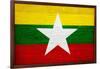 Myanmar Flag Design with Wood Patterning - Flags of the World Series-Philippe Hugonnard-Framed Art Print