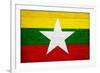 Myanmar Flag Design with Wood Patterning - Flags of the World Series-Philippe Hugonnard-Framed Art Print