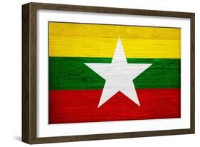 Myanmar Flag Design with Wood Patterning - Flags of the World Series-Philippe Hugonnard-Framed Art Print