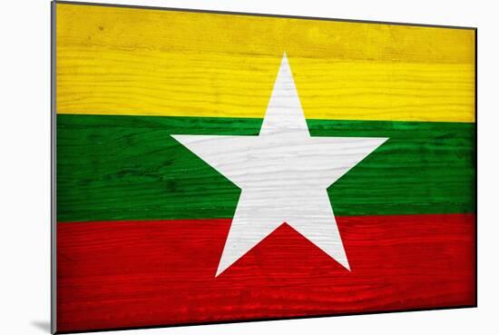 Myanmar Flag Design with Wood Patterning - Flags of the World Series-Philippe Hugonnard-Mounted Art Print