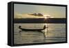 Myanmar, Inle Lake. Fisherman at Sunset-Brenda Tharp-Framed Stretched Canvas