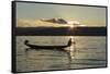 Myanmar, Inle Lake. Fisherman at Sunset-Brenda Tharp-Framed Stretched Canvas