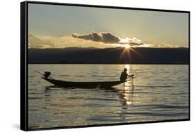 Myanmar, Inle Lake. Fisherman at Sunset-Brenda Tharp-Framed Stretched Canvas