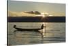 Myanmar, Inle Lake. Fisherman at Sunset-Brenda Tharp-Stretched Canvas