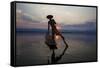 Myanmar, Inle Lake. Fisherman Rowing at Sunset-Jaynes Gallery-Framed Stretched Canvas