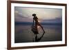 Myanmar, Inle Lake. Fisherman Rowing at Sunset-Jaynes Gallery-Framed Photographic Print