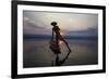Myanmar, Inle Lake. Fisherman Rowing at Sunset-Jaynes Gallery-Framed Photographic Print
