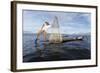 Myanmar, Inle Lake. Young Fisherman Demonstrates a Traditional Rowing Technique-Brenda Tharp-Framed Photographic Print