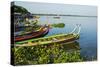 Myanmar. Mandalay. Amarapura. Taungthaman Lake. Colorful Boats-Inger Hogstrom-Stretched Canvas