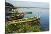 Myanmar. Mandalay. Amarapura. Taungthaman Lake. Colorful Boats-Inger Hogstrom-Stretched Canvas