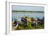 Myanmar. Mandalay. Amarapura. Taungthaman Lake. Colorful Boats-Inger Hogstrom-Framed Photographic Print