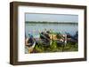 Myanmar. Mandalay. Amarapura. Taungthaman Lake. Colorful Boats-Inger Hogstrom-Framed Photographic Print