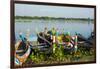 Myanmar. Mandalay. Amarapura. Taungthaman Lake. Colorful Boats-Inger Hogstrom-Framed Photographic Print