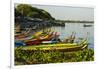 Myanmar. Mandalay. Amarapura. Taungthaman Lake. Colorful Boats-Inger Hogstrom-Framed Photographic Print